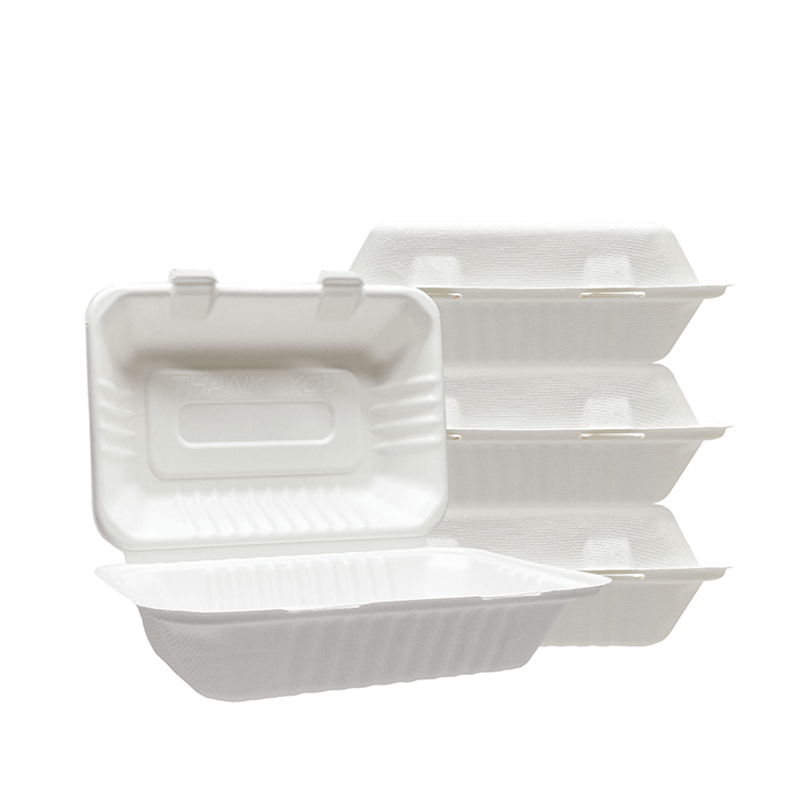 9 X 6 Inch Large Bagasse Clamshell Biodegradable Food Packaging - Eco ...