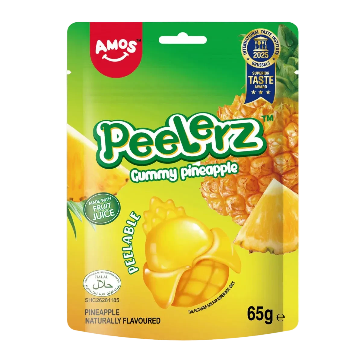 Amos Peelerz Gummy Pineapple 65g Halal – MCR Snack Distro