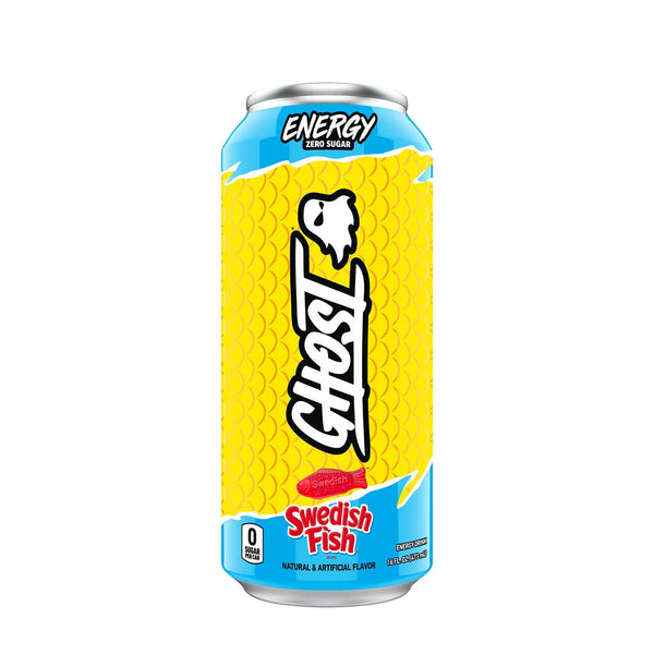 Ghost Swedish Fish energy, candy energy drink, zero sugar Swedish Fish, red berry energy drink, 200mg caffeine, gaming energy drink, Ghost Energy collab, no crash energy, limited edition energy drink