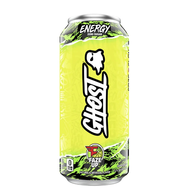 Ghost Energy Drink, Faze Up, FaZe Clan energy drink, zero sugar energy drink, tropical energy drink, gaming energy drink, 200mg caffeine energy drink, focus energy drink, Ghost Energy 16oz, energy drink for gamers, clean energy boost, Alpha-GPC energy drink, Carnipure energy drink, FaZe collaboration, no crash energy drink.