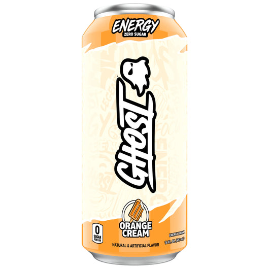 Ghost Energy Drink, Orange Cream energy drink, orange vanilla energy drink, zero sugar energy drink, 200mg caffeine energy drink, creamy energy drink, Ghost Energy 16oz, clean energy boost, Alpha-GPC energy drink, Carnipure energy drink, no crash energy drink, nostalgic energy drink.