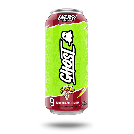 Ghost Energy Drink, Warheads Sour Black Cherry, sour energy drink, black cherry energy drink, zero sugar energy drink, 200mg caffeine energy drink, Warheads collaboration, Ghost Energy 16oz, sour candy energy drink, clean energy boost, Alpha-GPC energy drink, Carnipure energy drink, no crash energy drink, tangy energy drink.