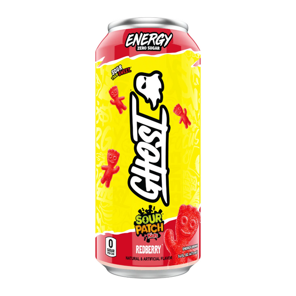 Ghost Energy Sour Patch Kids, RedBerry energy drink, zero sugar energy drink, candy-flavored energy drink, gaming energy drink, 200mg caffeine, sour then sweet energy, limited edition Ghost, Sour Patch Kids collaboration