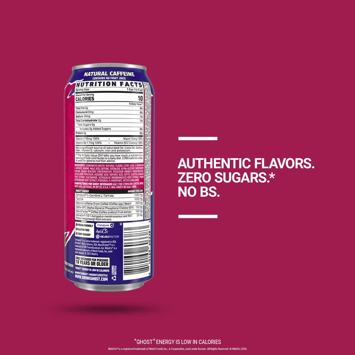 Ghost Energy Drink Welch's Grape-Cran USA - 16oz (473ml) – MCR Snack Distro