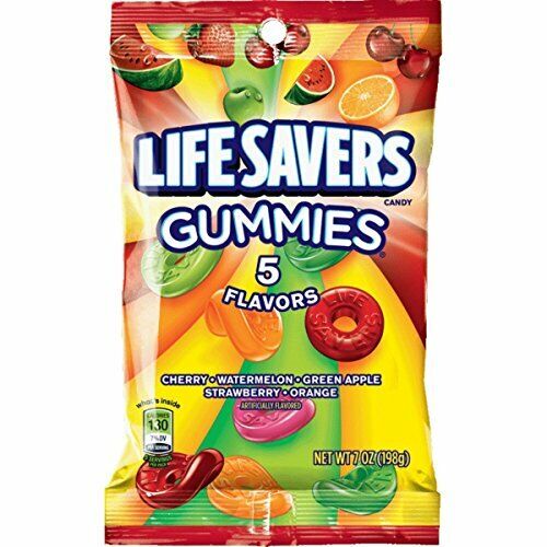 Life Savers 5 Flavours Gummies, fruity gummy candy, Life Savers gummies USA, 7oz Life Savers, chewy fruit snacks, assorted gummy candy, classic Life Savers flavors, sweet and chewy treats, Life Savers candy, gummy fruit mix.