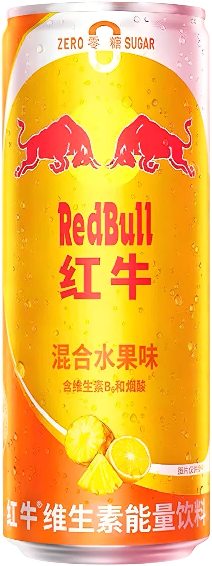 Red Bull Mixed Fruit, Red Bull Zero Sugar, sugar-free energy drink, China Red Bull, tropical energy drink, 325ml Red Bull, low-calorie energy drink, caffeine boost, taurine drink, fitness energy drink