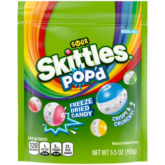 Buy Skittles Sour Pop'd Freeze Dried Candy USA - 5.5oz (155g)