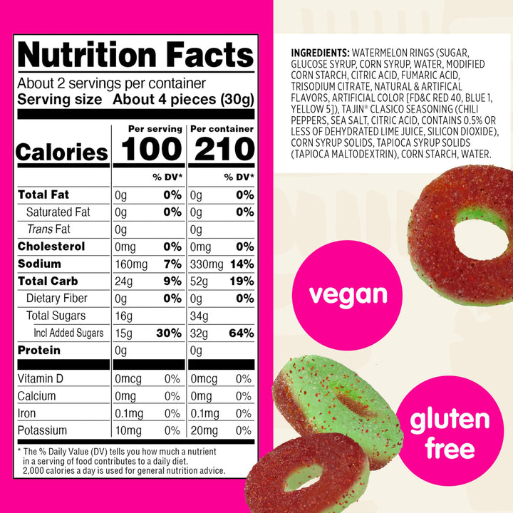 Snak Club Tajin Watermelon Rings 2.25oz (64g) – MCR Snack Distro