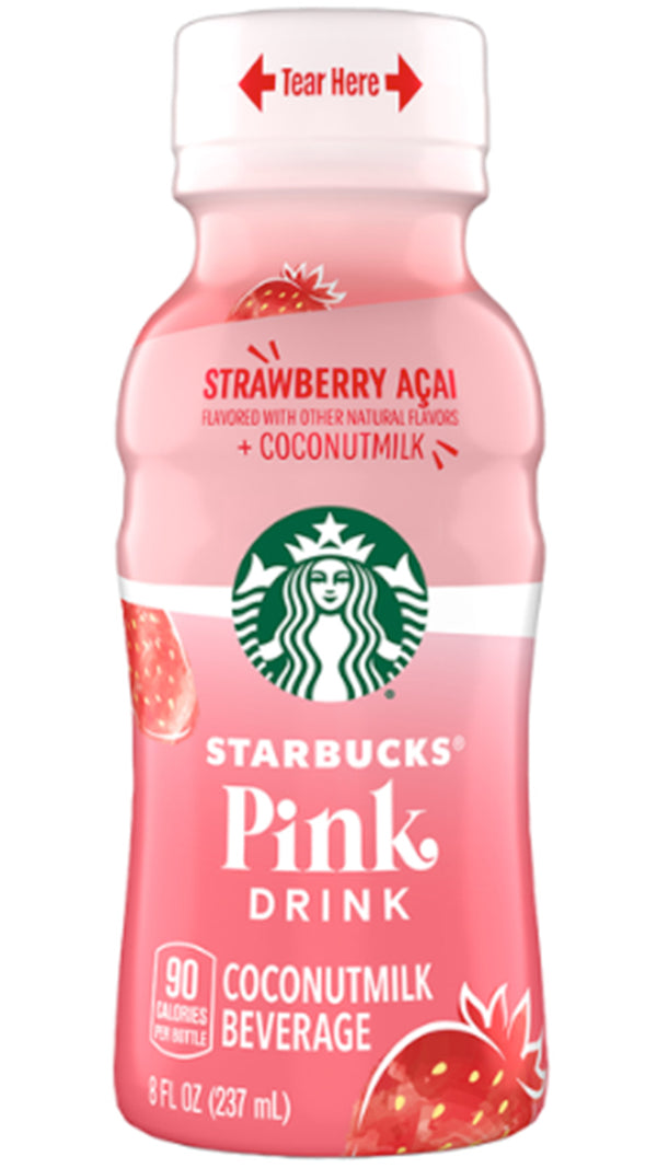 Starbucks Pink Drink, Starbucks Pink Drink bottle, strawberry acai coconut milk, best Starbucks drinks, Starbucks Pink Drink 8 fl oz, Starbucks Pink Drink 12-pack, refreshing non-dairy drinks, coconut milk beverages, plant-based Starbucks drinks, best fruity Starbucks drinks.