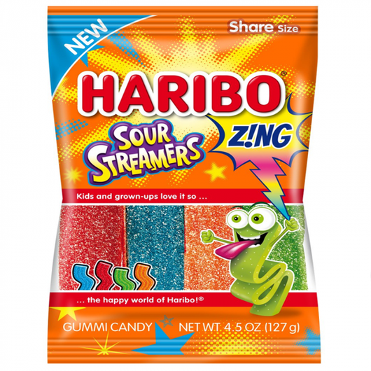 Buy Haribo Sour Streamers Peg Bag - 4.5oz (127g)