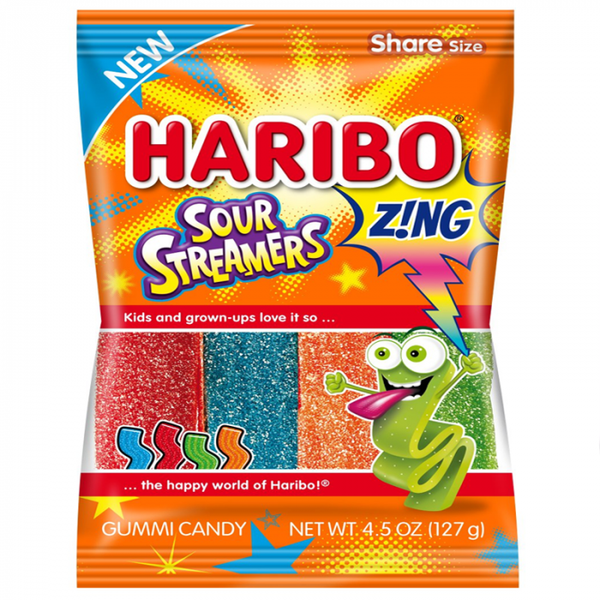 Buy Haribo Sour Streamers Peg Bag - 4.5oz (127g)